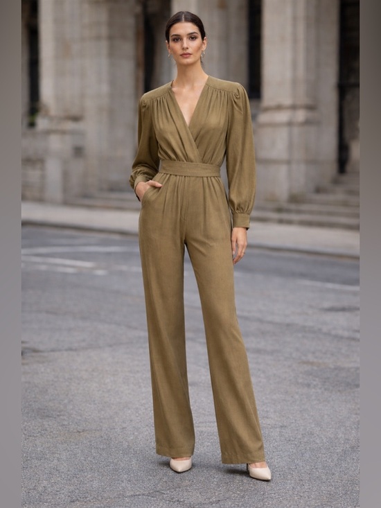 Pierre Cardin Pants - Vintage RARE Pierre Cardin Silk jumpsuit- Beige Petite size 4